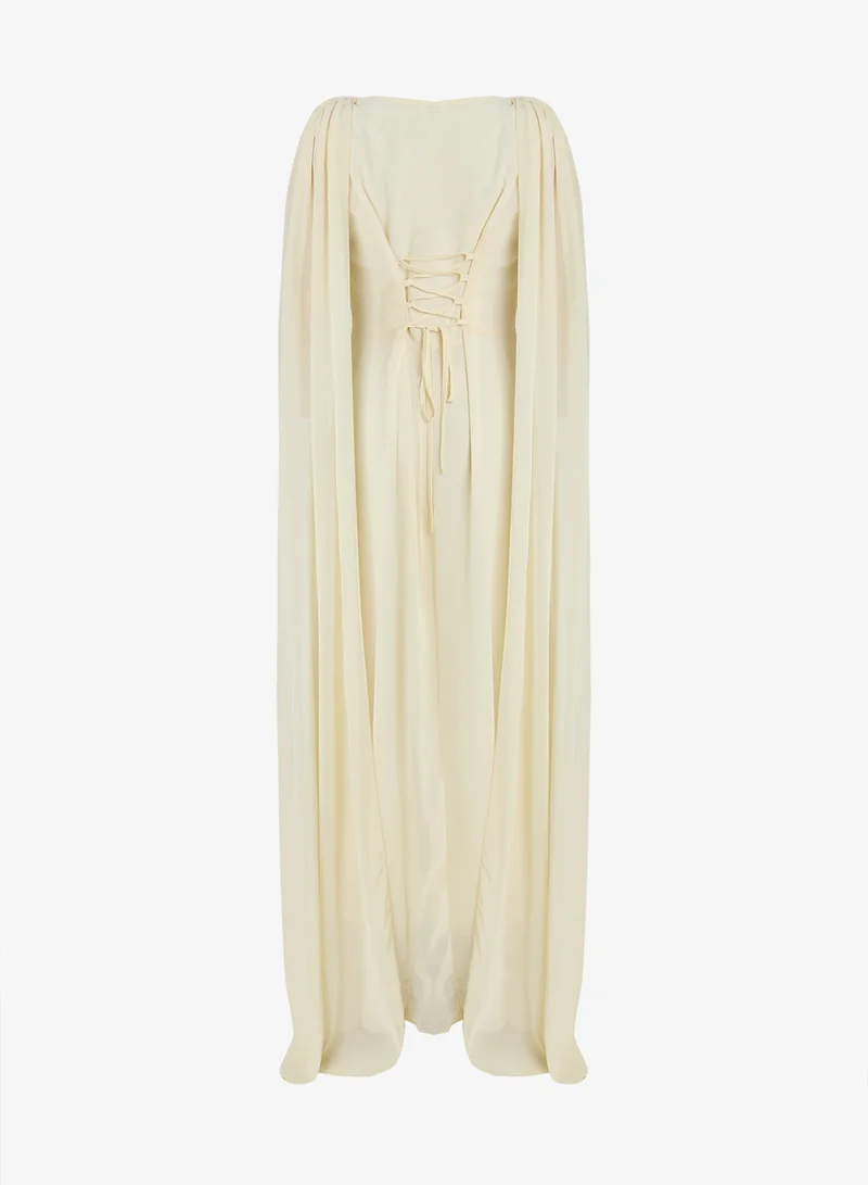 Ella Plus Plus Size Cowl Neck Dress With Trail